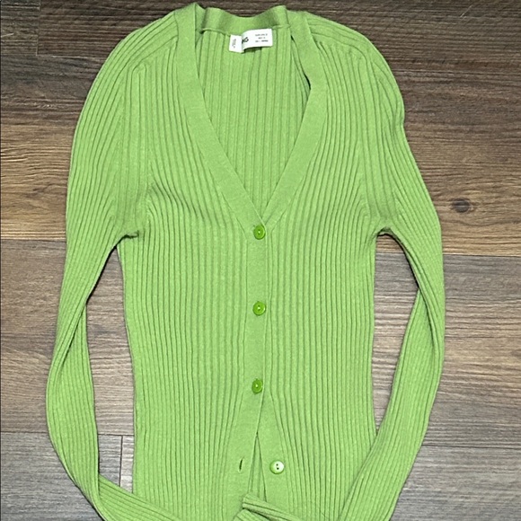 Mango Green Ribbed Cardigan - Picture 3 of 3